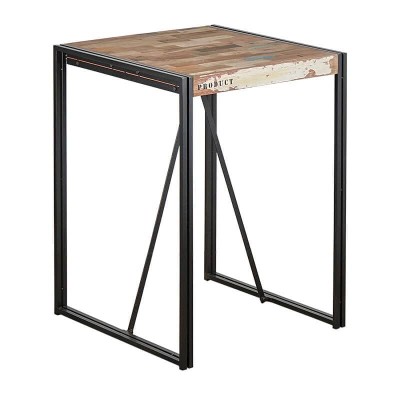 Table haute mange debout style industriel en métal et bois recyclé
